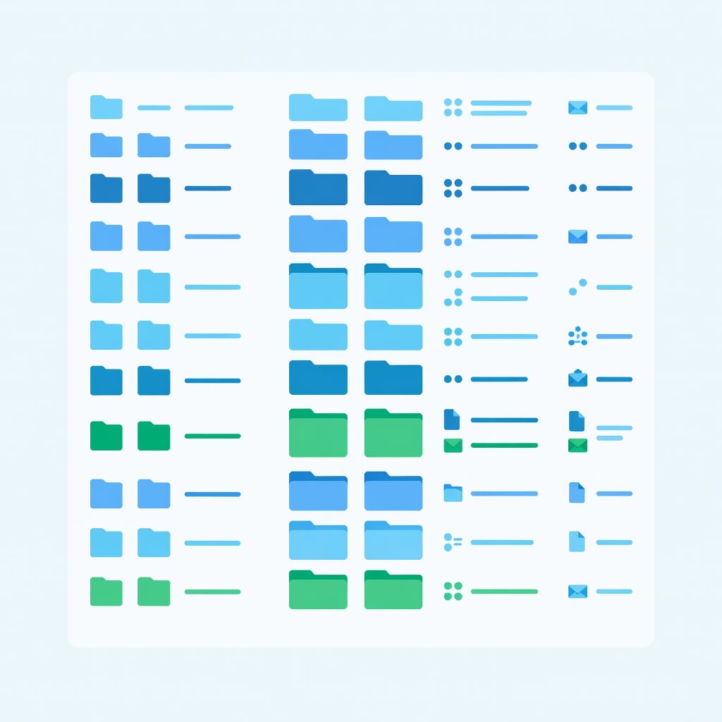 Organized email inbox with smart categories and folders