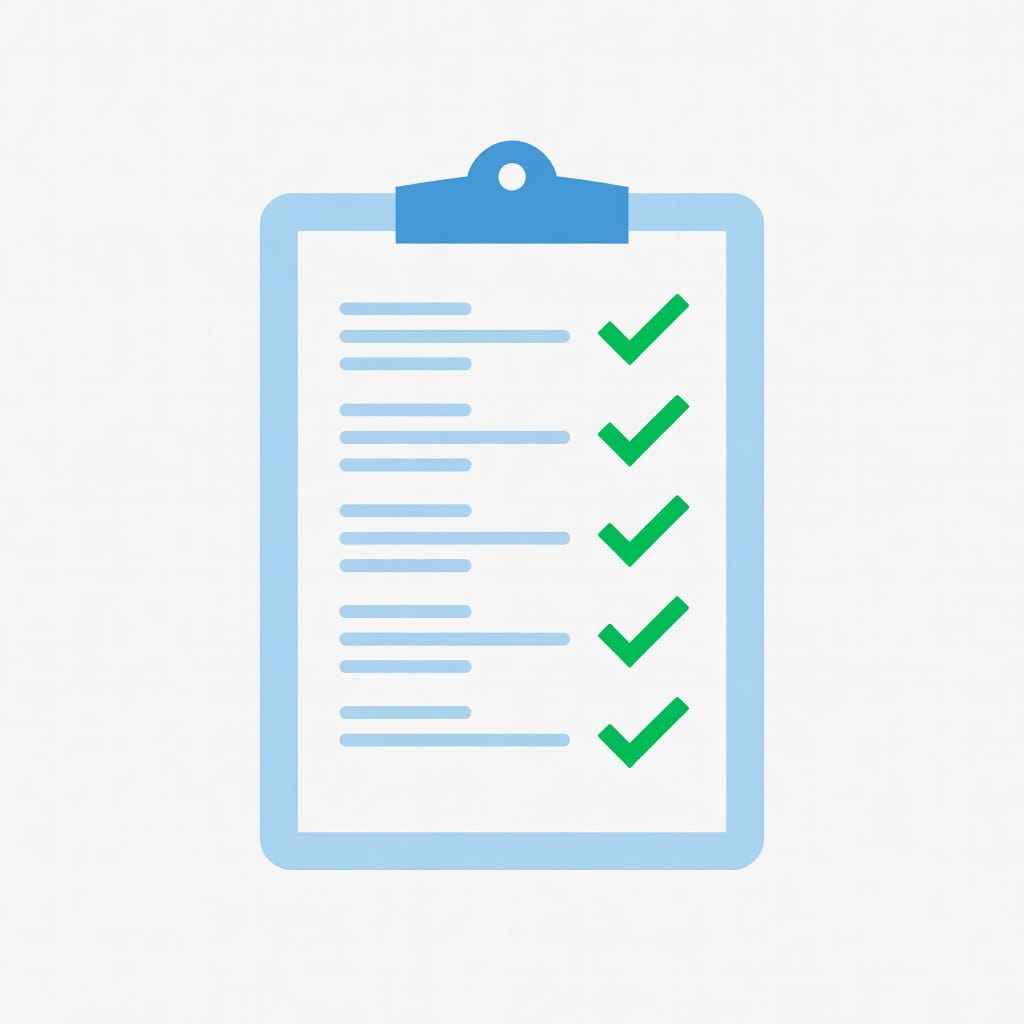 Pre-send email checklist with green checkmarks showing completed items