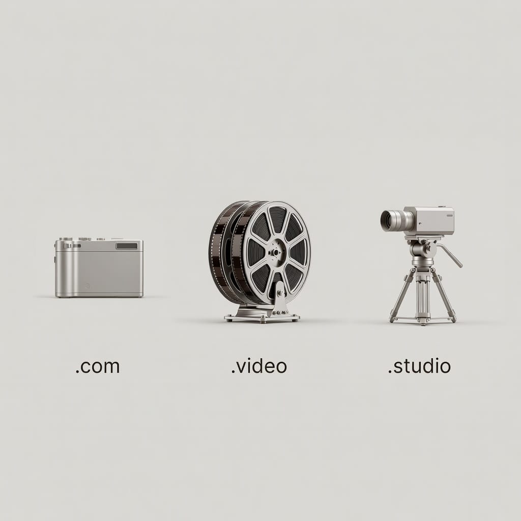 Videography domain extension comparison for com video and studio options