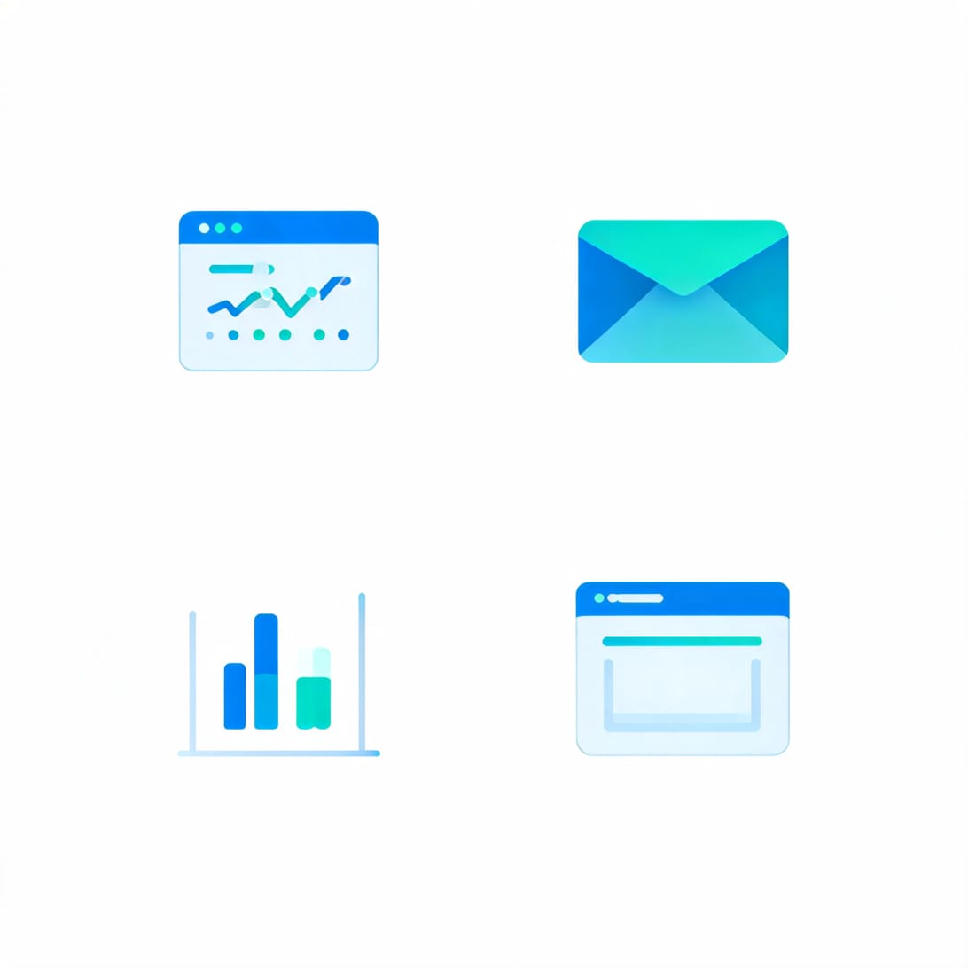 Comparison illustration showing white label software categories including CRM dashboard, email marketing, analytics reporting, and website builder icons arranged in a grid