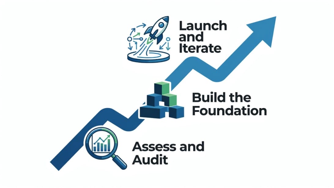 Three phase B2B sales enablement roadmap from audit to launch and iteration