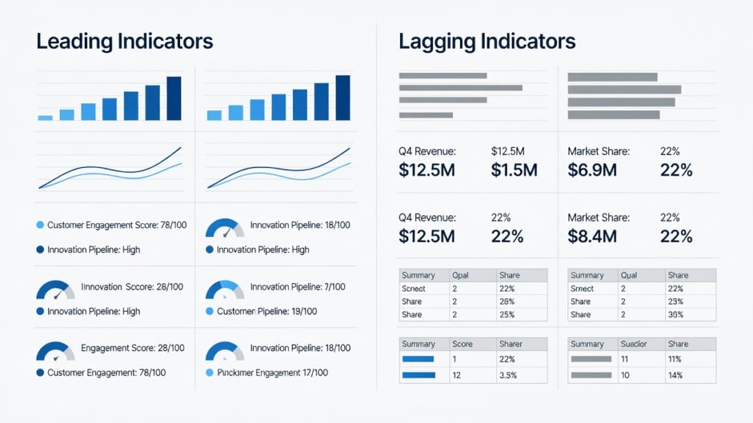 B2B sales enablement scorecard comparing leading and lagging indicators