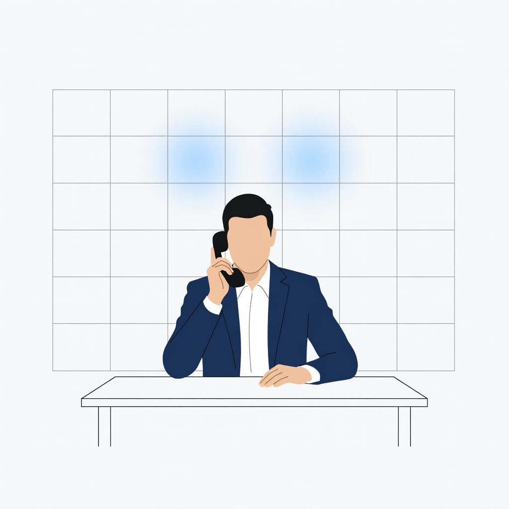Professional cold calling in a B2B office environment surrounded by a calendar grid highlighting the best days Tuesday through Thursday