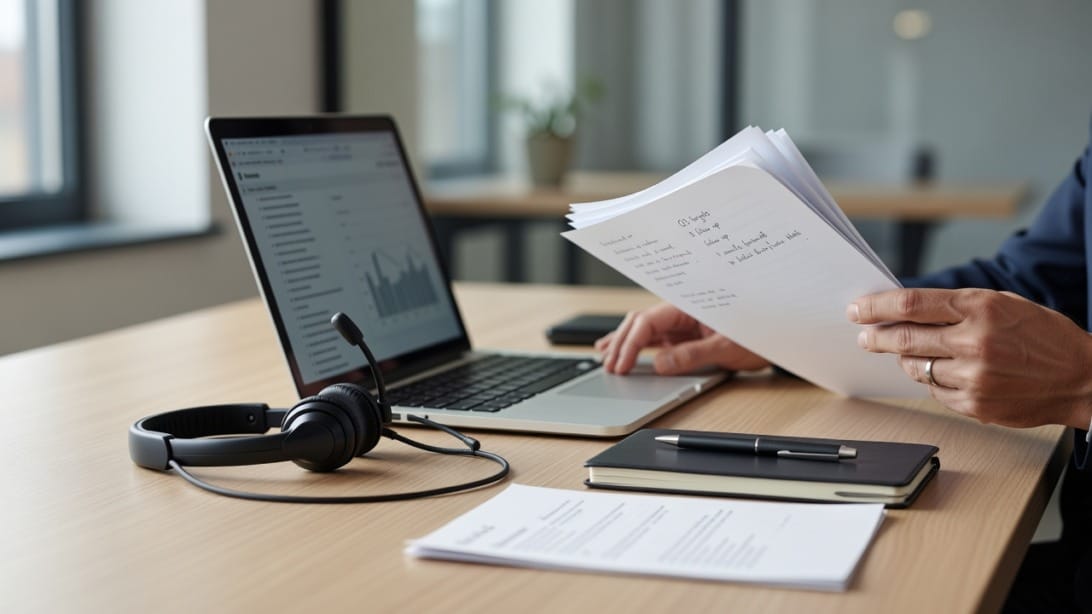 A sales professional preparing cold and warm calling scripts