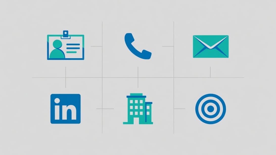 Illustration of essential cold calling list data fields such as phone, email, company, and role