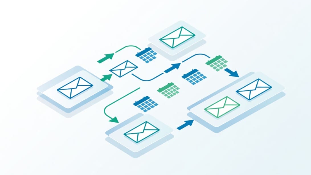Lead nurturing workflow illustration showing automated follow-up and sales handoff