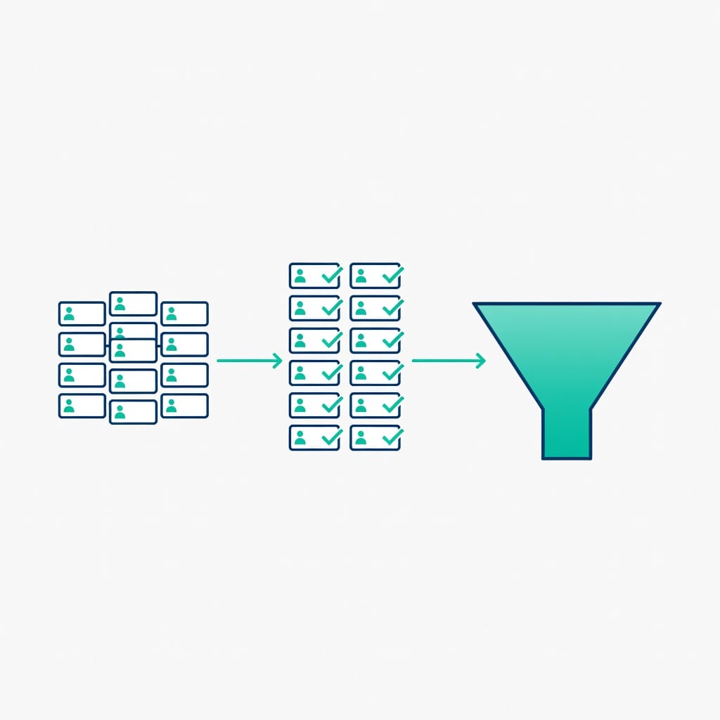 B2B prospecting list workflow from database enrichment to outreach funnel